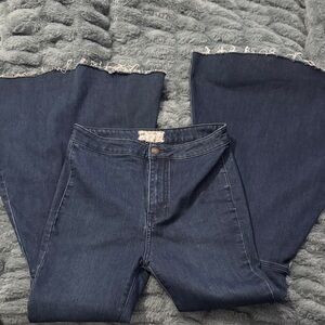 Free People Dark Blue Bell-Bottom Flare Jeans